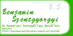 benjamin szentgyorgyi business card